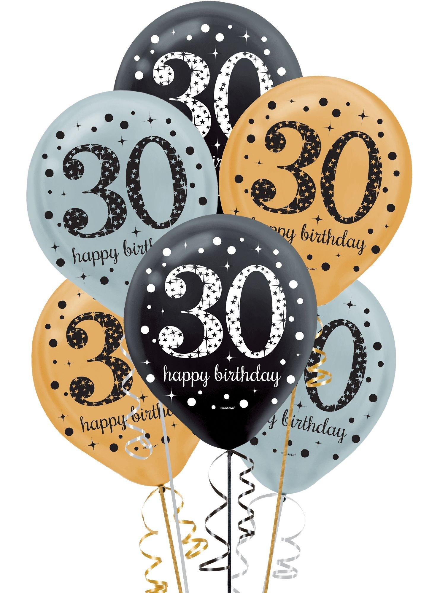 30th Birthday Balloons 15ct - Sparkling Celebration